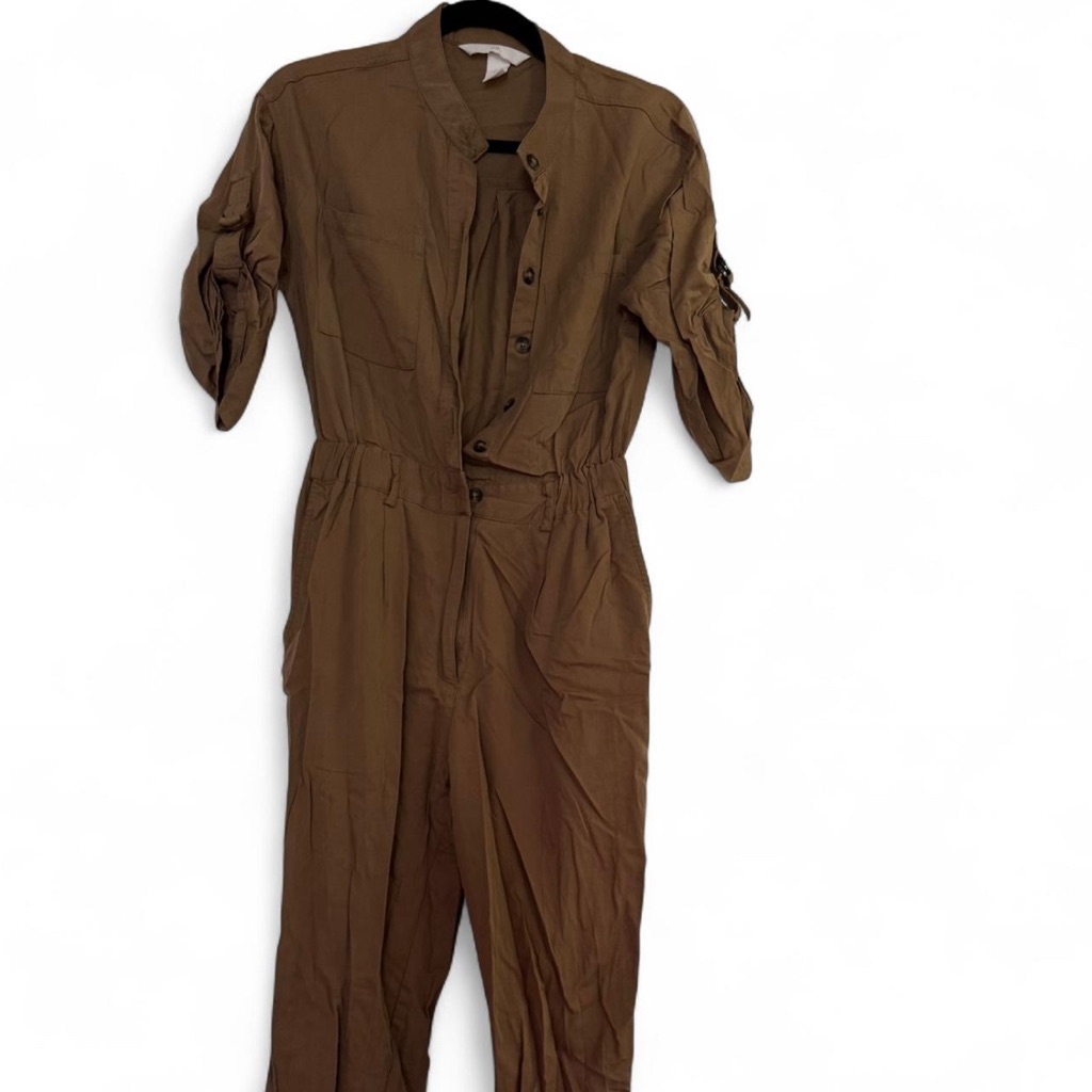 H&M Brown Button-Up Jumpsuit